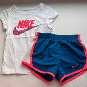 Nike girls 3T short sleeve shirt and shorts set